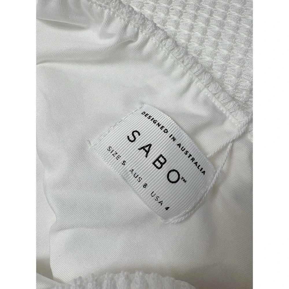 Sabo Strappy Backless Carolina Dress Small White NWT  Minimalist Resort Stretch
